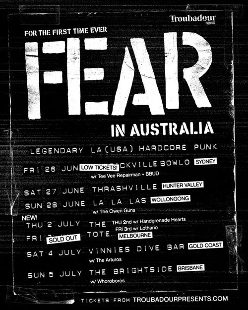 FEAR (USA), The Owen Guns @ La La La's, Wollongong 18+